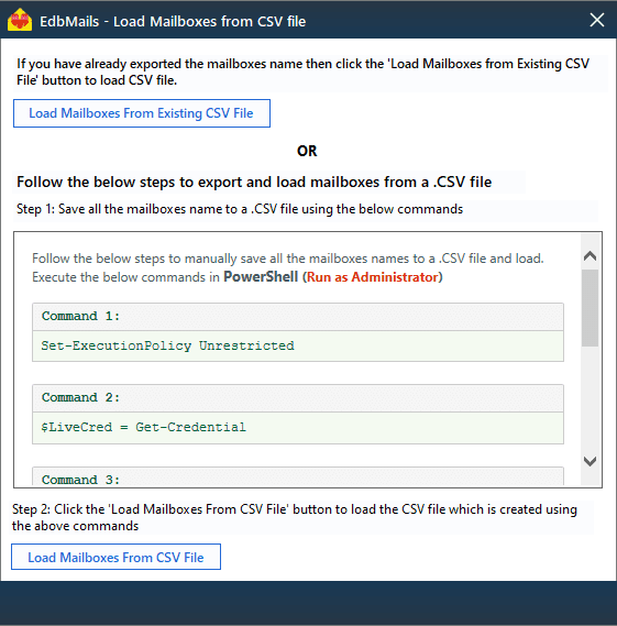 load mailboxes using csv